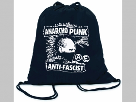 Anarcho Punk Antifascist  ľahké sťahovacie vrecko ( batôžtek / vak ) s čiernou šnúrkou, 100% bavlna 100 g/m2, rozmery cca. 37 x 41 cm